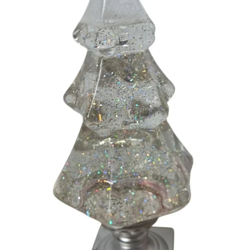 Holiday Water Lantern lighted Swirling Christmas Glitter Tree Decoration